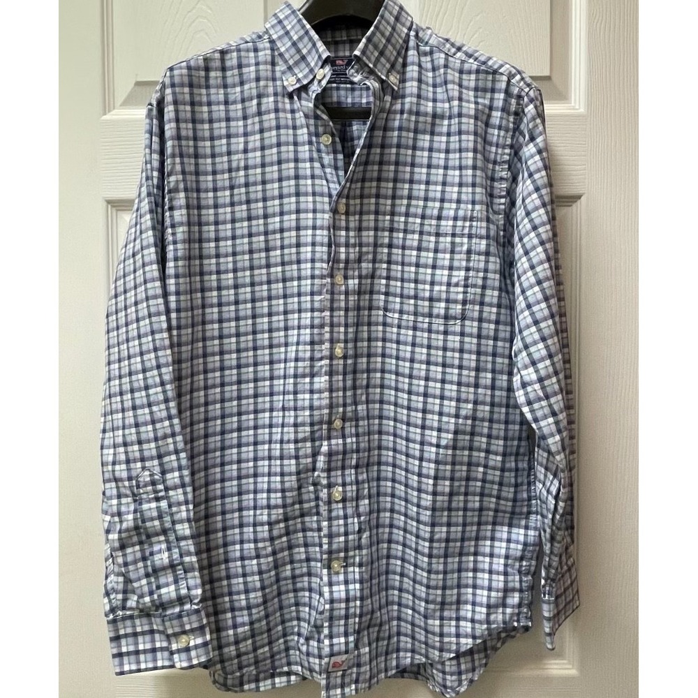 Vineyard Vines Men's Medium Murray Plaid Shirt Whale Preppy Lightweight